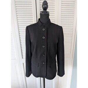 Talbots Luxe Knit Jacket Women's 14 Italian Ponte Black Blazer Career Stretch